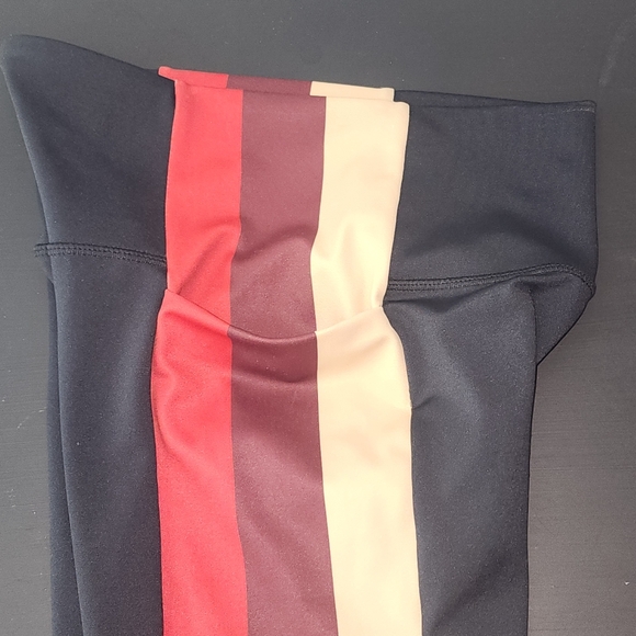 Senita Athletics Black and Tan Leggings with Sporty Stripes - Picture 3 of 5